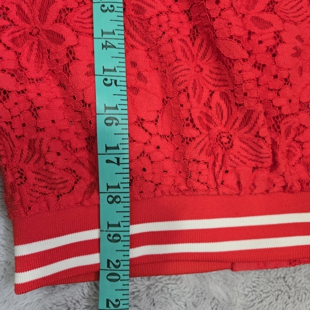 Lili Sidonio × Molly Bracken Red Lace Women's Bomber Jacket. Size Small - Picture 12 of 12